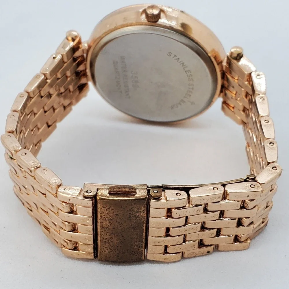 38MM Women's Watch Crystal Bezel Gold‎ Dial Bracelet 6